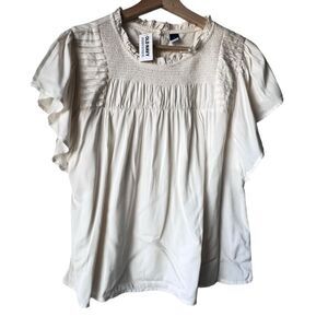 Women's blouse summer fresh cream light fabric old navy butterfly sleeves size S
